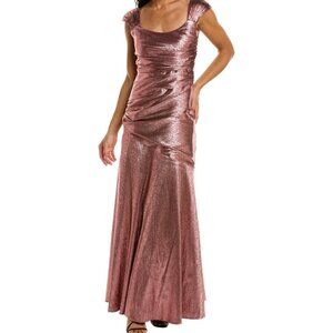 Theia Santana Metallic Silk Blend Gown Size 6